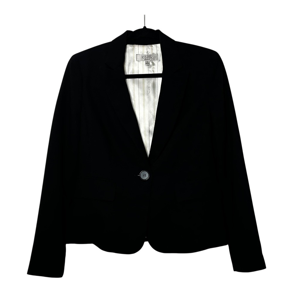 Kasper Separates Womens Black Single Button Blazer Jacket Size 6 Professional